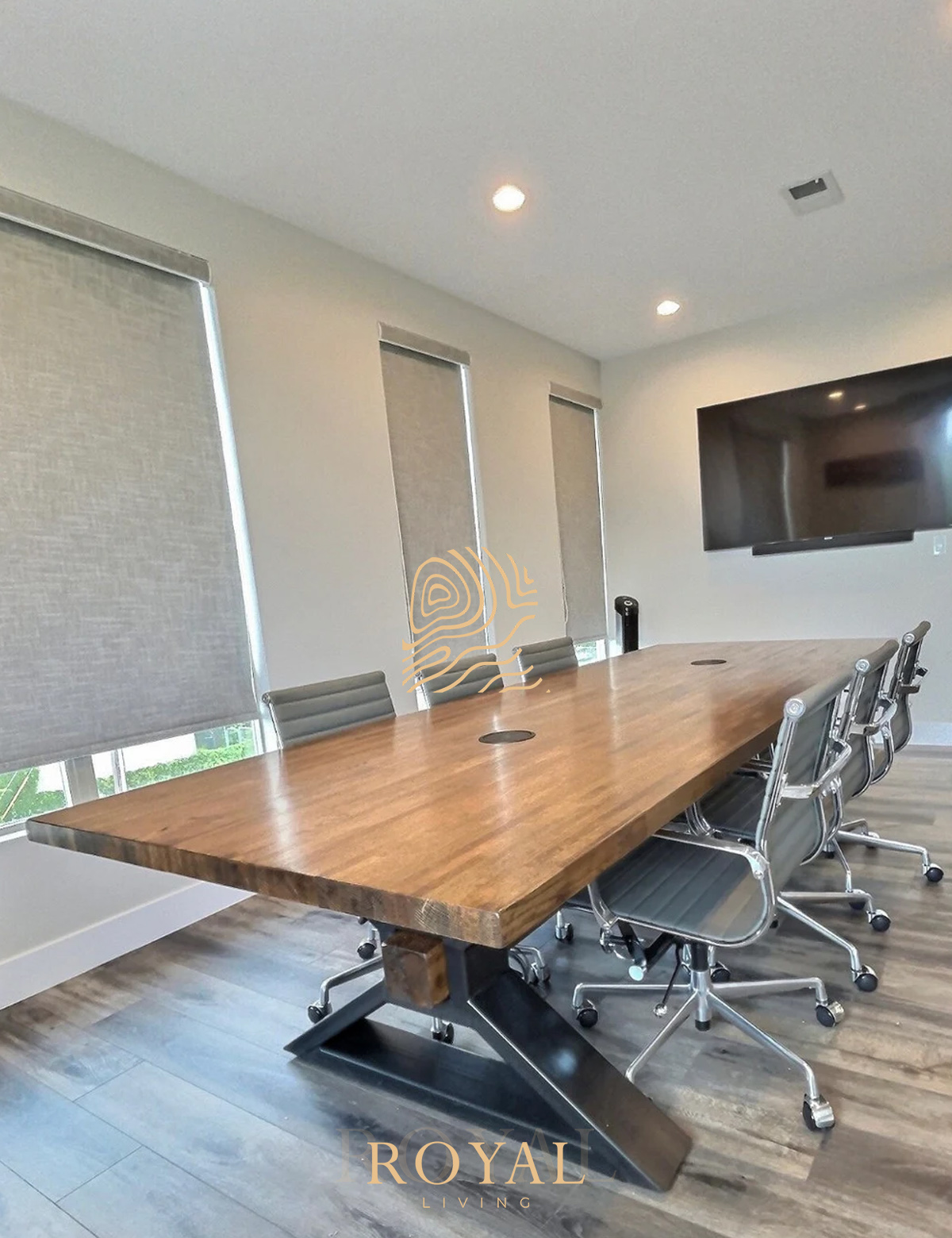Conference Table, Gambar Meja Kantor, Harga Meja Kantor, Meja Kantor, Meja Kantor Jati, Meja Kantor Minimalis, Meja Kantor Modern, Meja Kerja, Meja Meeting, Meja Rapat,CANVA Meja Rapat Kayu Trembesi Kaki X Industrial