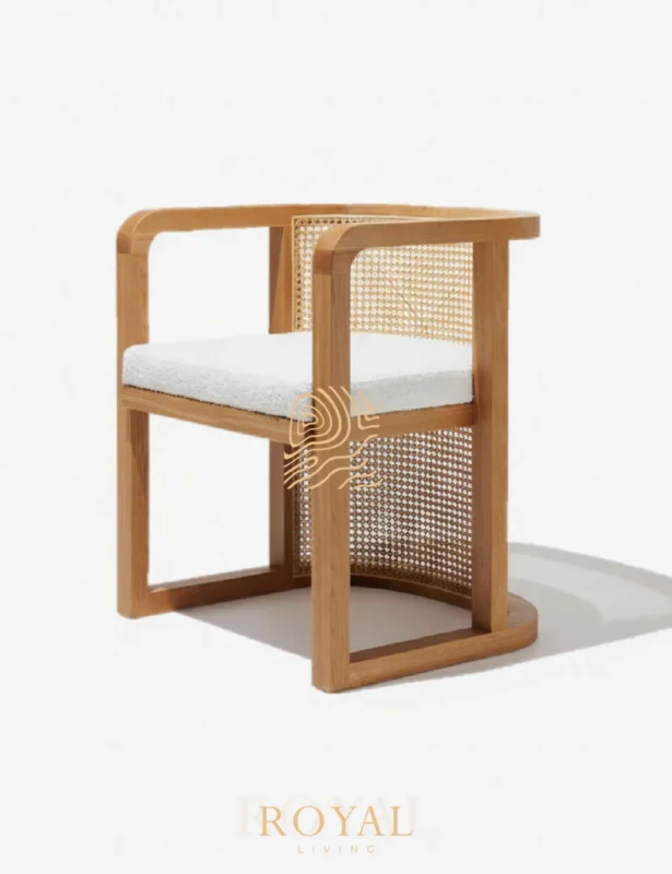 kursi cafe nordic kayu jati tampak samping, CAMBRIA Kursi Cafe Rotan Nordic