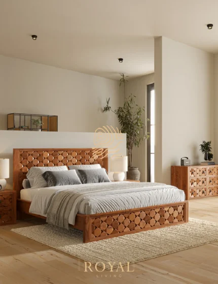 WEAVED Bedroom Ranjang Kayu Solid Modern