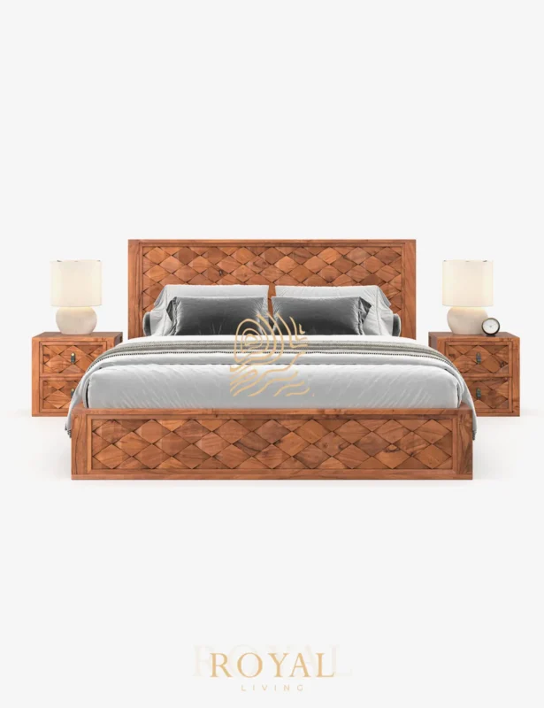 WEAVED Ranjang Kayu Solid Modern Minimalis