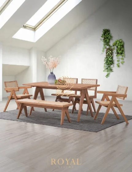 VALENTINA Dining Room Set Meja Kursi Cafe Jati