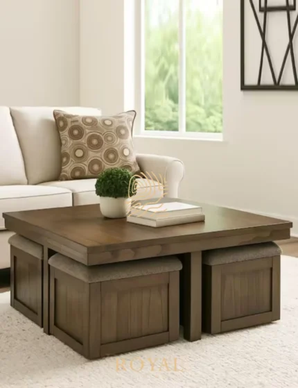 ERNEST Coffee Table Set Stool Modern Terbaru