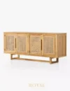 BROKLANE Bufet TV Minimalis Kayu Jati x Rotan