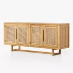 BROKLANE Bufet TV Minimalis Kayu Jati x Rotan