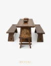 ESSTISCH Dining Set Meja Makan Kayu Suar Wood Slab Mewah