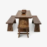 ESSTISCH Dining Set Meja Makan Kayu Suar Wood Slab Mewah