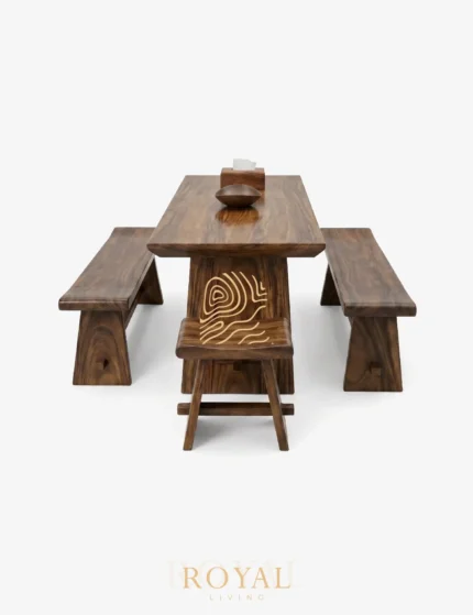 ESSTISCH Dining Set Meja Makan Kayu Suar Wood Slab Mewah