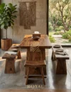 ESSTISCH Set Meja Makan Kayu Suar Wood Slab Mewah