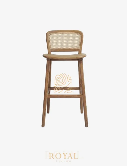 GAVI Bar Stool Kayu Jati Sandaran Rotan